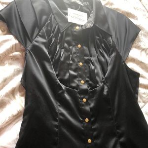 Guess jeans beautiful satin gold button up blouse